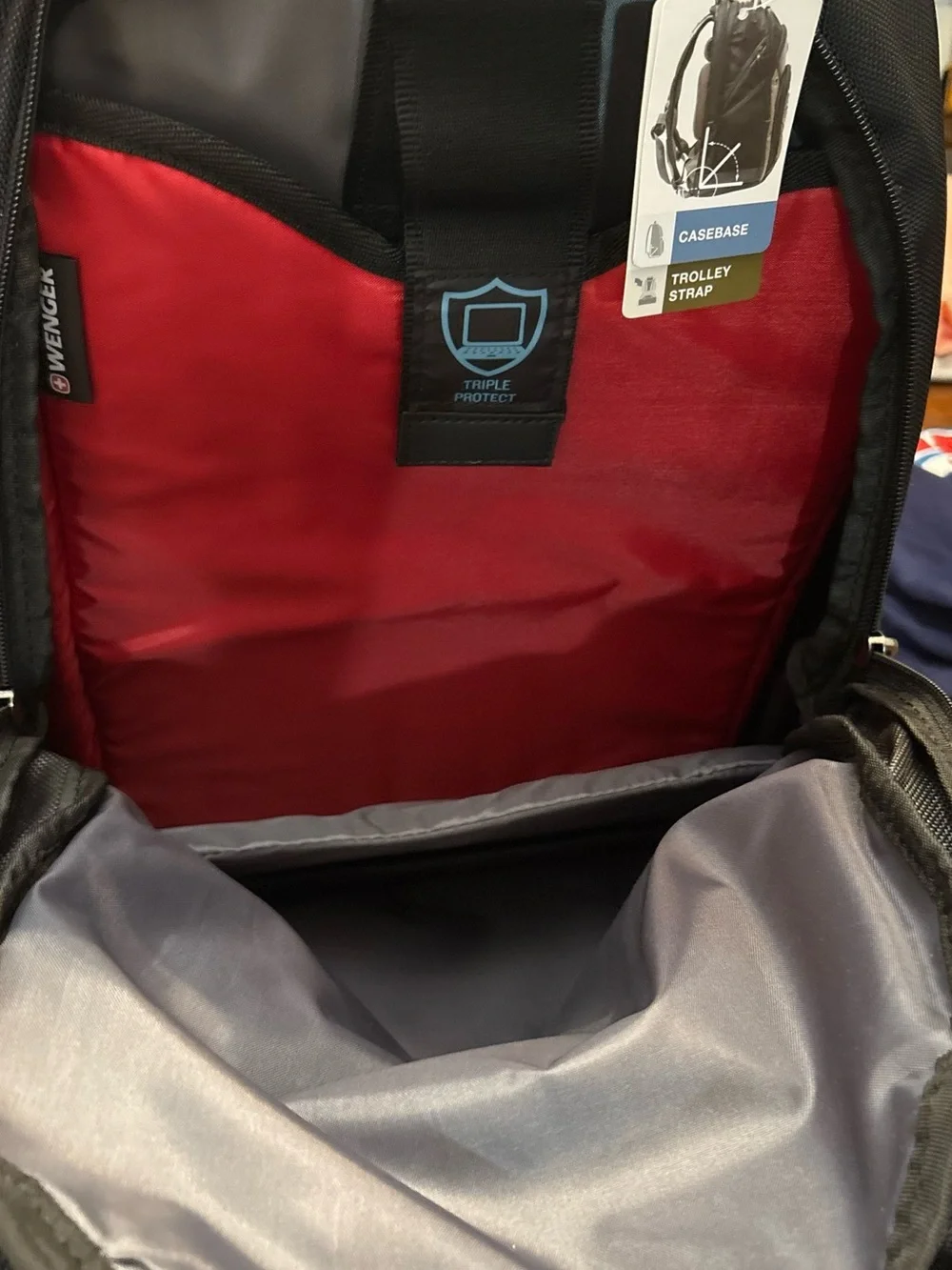 Wenger Pillar Black Laptop Backpack with Trolley Strap and Case base -NWT